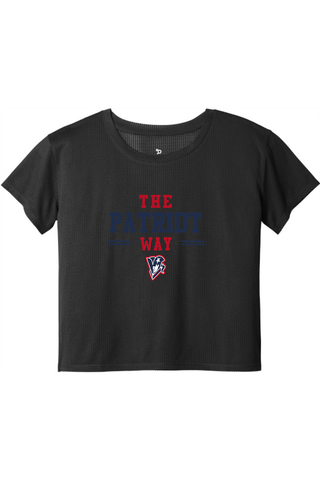 Beckman Patriots Ladies PosiCharge® Draft Crop Tee - Lifestyle Patriot Way Edition