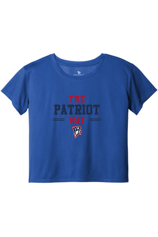Beckman Patriots Ladies PosiCharge® Draft Crop Tee - Lifestyle Patriot Way Edition