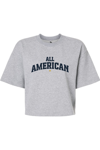 ALL AMERICAN Women's French Terry Mid-Length Boxy Top - Lifestyle Behind The Game