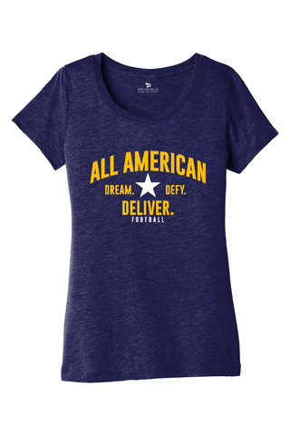 ALL AMERICAN Women’s Triblend Short Sleeve Tee - DREAM DEFY DELIVER EDITION