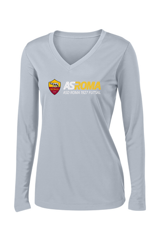 AS Roma Futsal Womens Long Sleeve V-Neck Tee