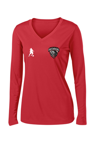 Roma FC Ladies PosiCharge Competitor Long Sleeve V-Neck Tee