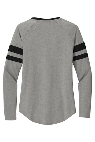 Team D Ladies Halftime Stripe Long Sleeve V-Neck Tee