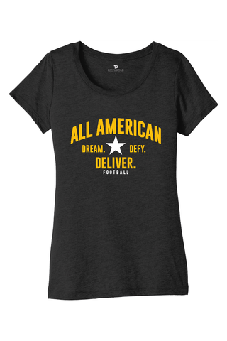 ALL AMERICAN Women’s Triblend Short Sleeve Tee - DREAM DEFY DELIVER EDITION