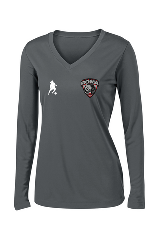 Roma FC Ladies PosiCharge Competitor Long Sleeve V-Neck Tee