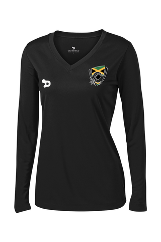 Flag Football Jamaica Ladies PosiCharge Competitor Long Sleeve V-Neck Tee