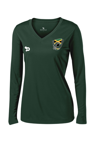 Flag Football Jamaica Ladies PosiCharge Competitor Long Sleeve V-Neck Tee