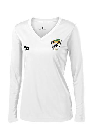 Flag Football Jamaica Ladies PosiCharge Competitor Long Sleeve V-Neck Tee